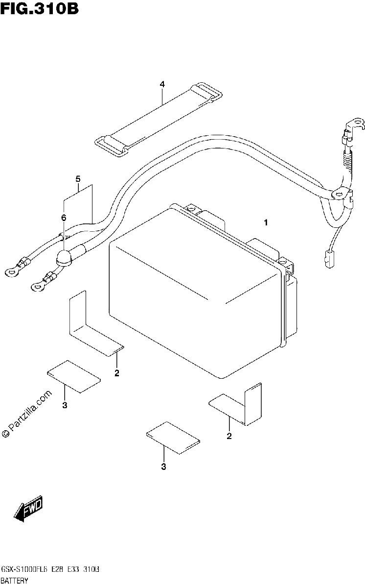 Diagrama de BATTERY GSX S1000FAL6 E28