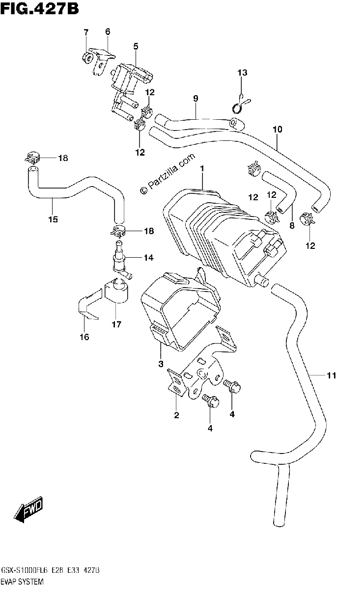 Diagrama de EVAP SYSTEM GSX S1000FAL6 E33