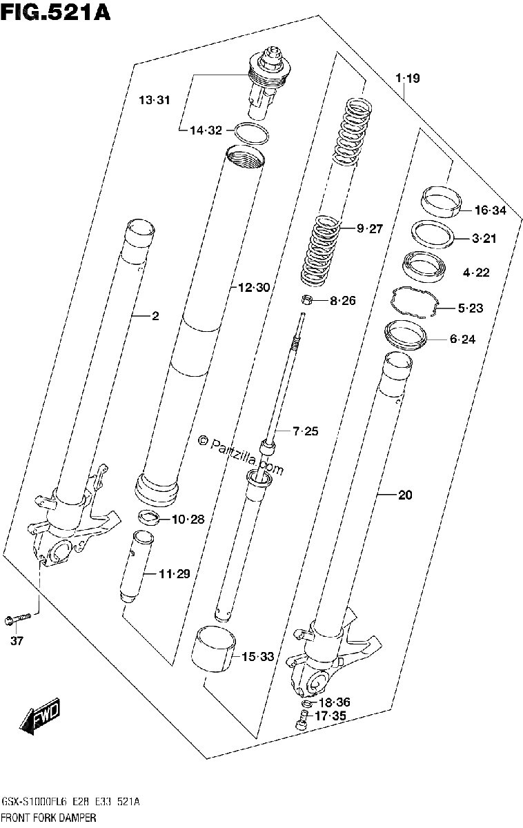 Diagrama de FRONT FORK DAMPER