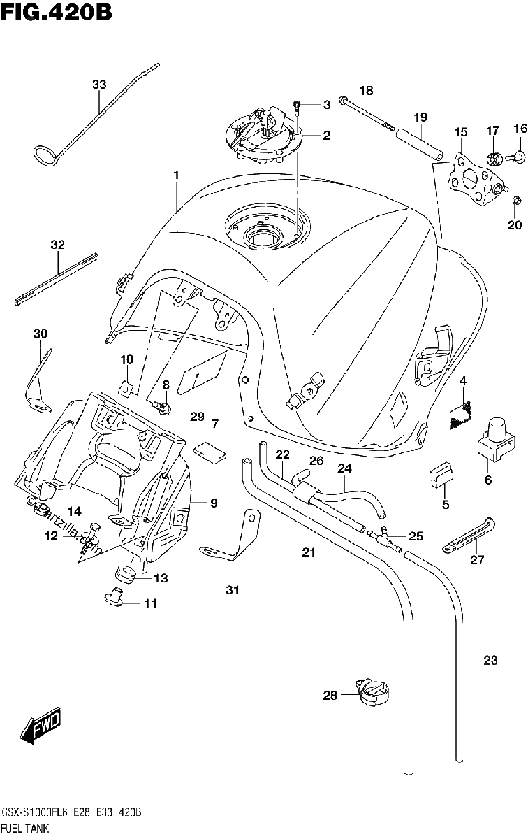 Diagrama de FUEL TANK GSX S1000FAL6 E28
