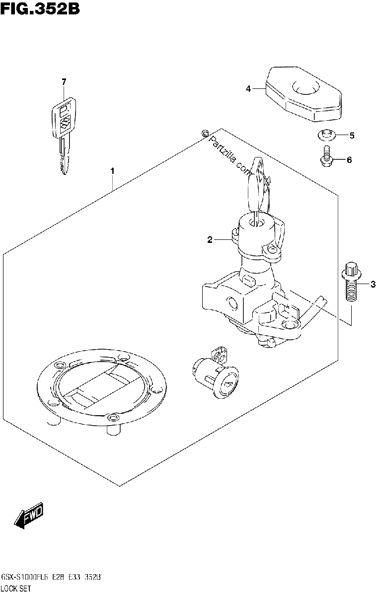Diagrama de LOCK SET GSX S1000FAL6 E28