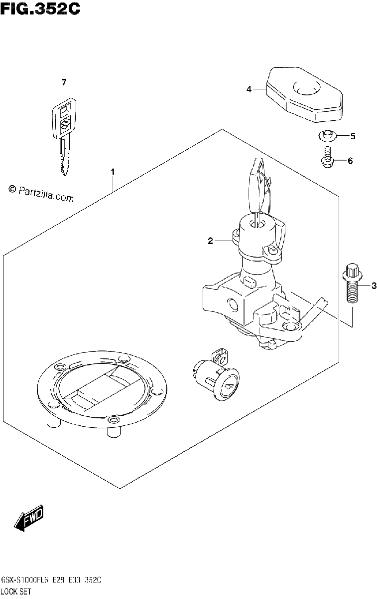 Diagrama de LOCK SET GSX S1000FAL6 E33