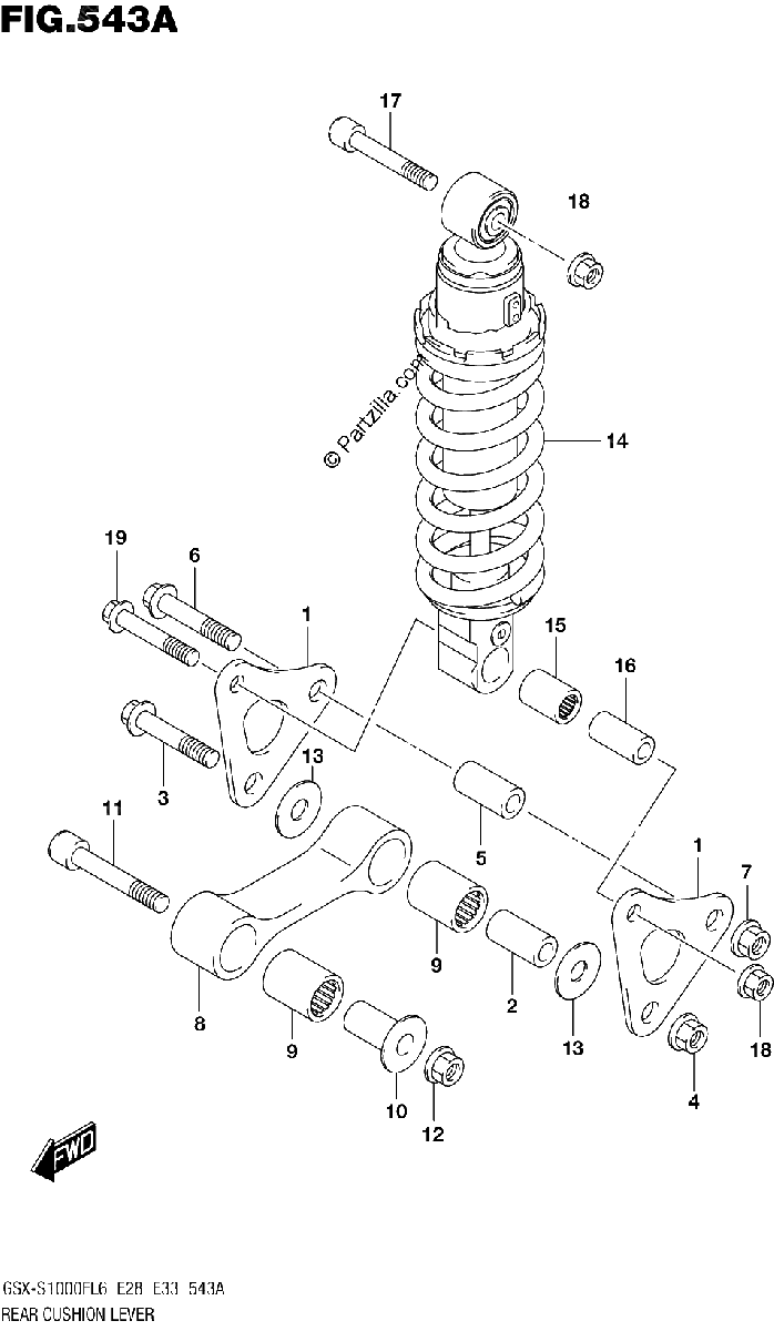 Diagrama de REAR CUSHION LEVER