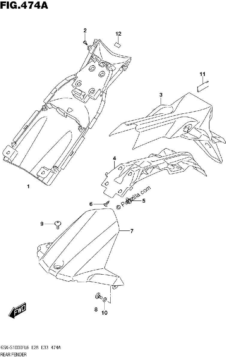 Diagrama de REAR FENDER