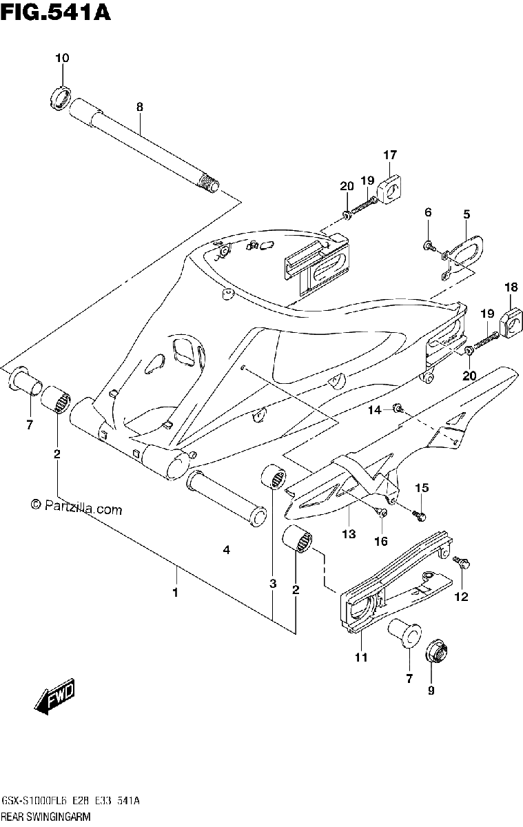 Diagrama de REAR SWINGINGARM