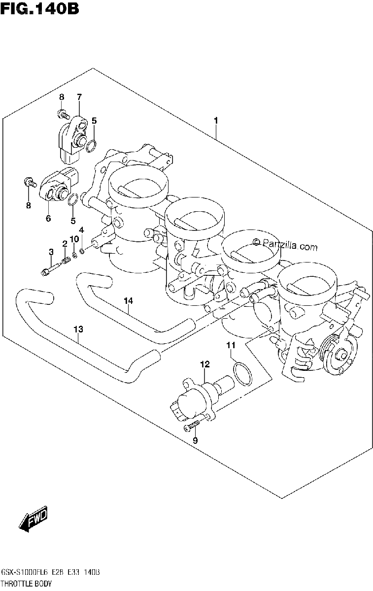 Diagrama de THROTTLE BODY GSX S1000FAL6 E28