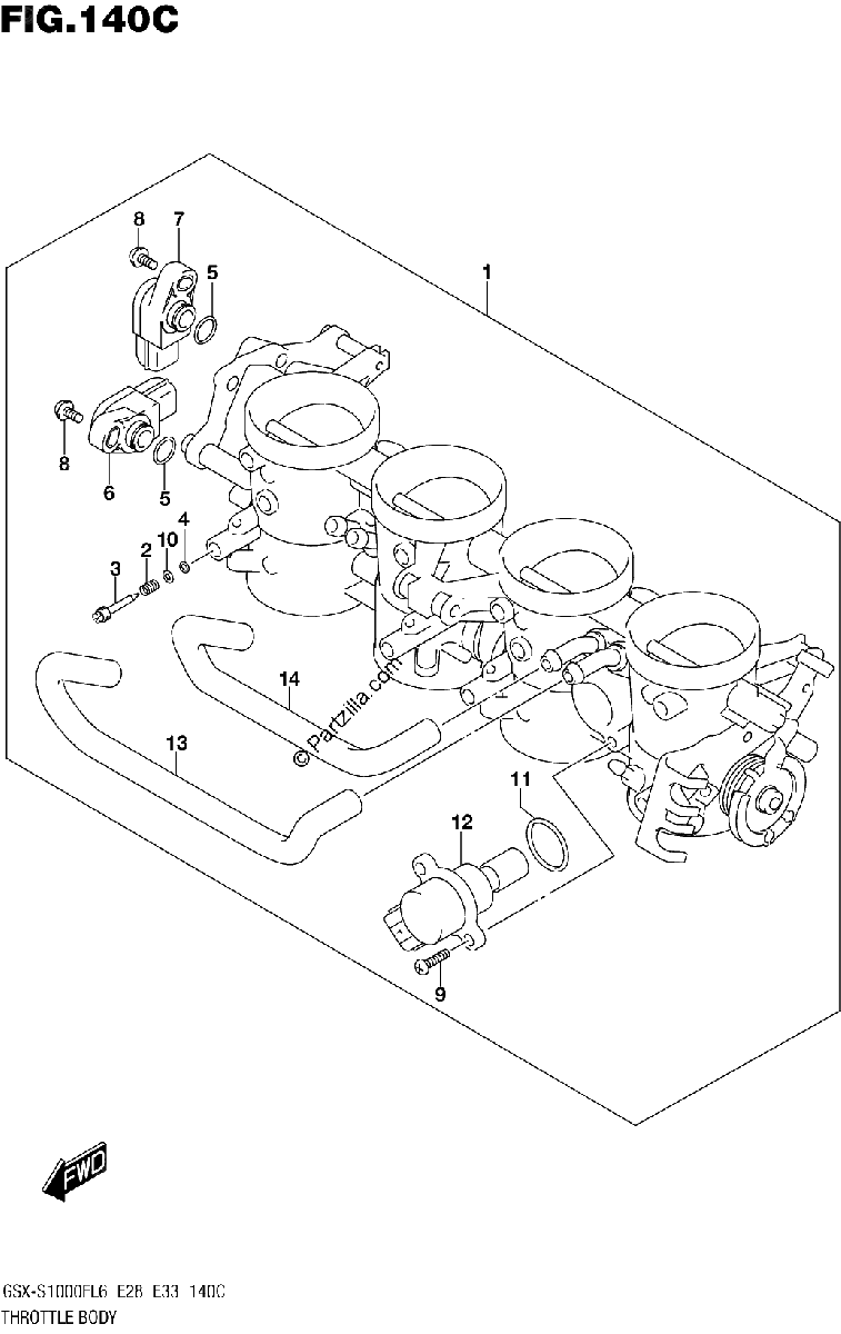 Diagrama de THROTTLE BODY GSX S1000FAL6 E33
