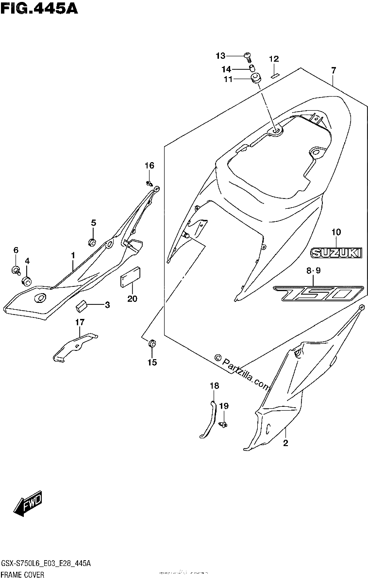 Diagrama de FRAME COVER FOR YKV AJX