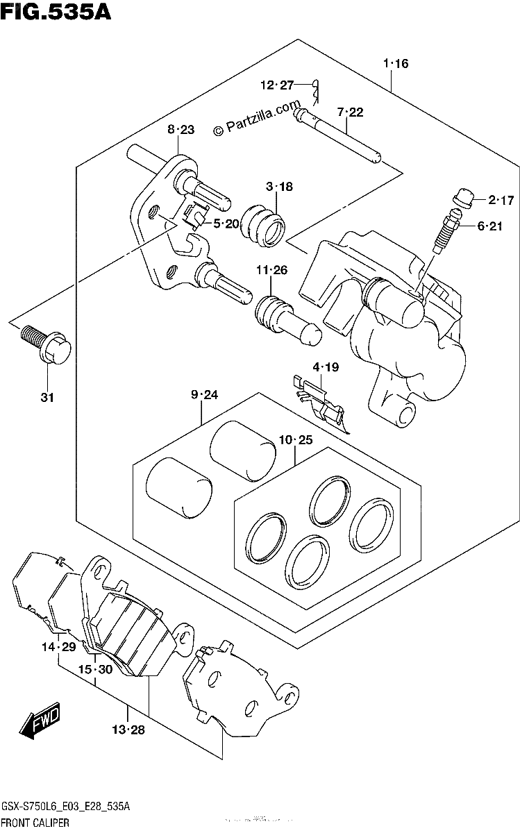 Diagrama de FRONT CALIPER