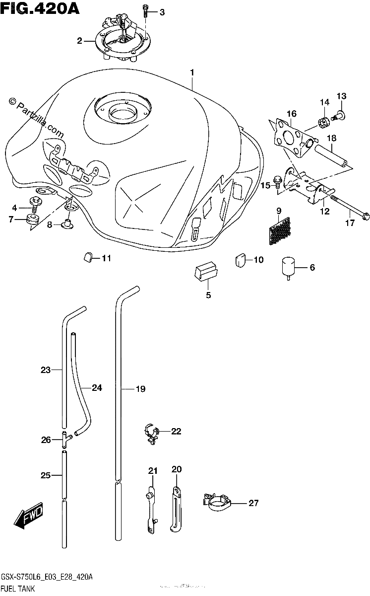 Diagrama de FUEL TANK FOR YKV AJX