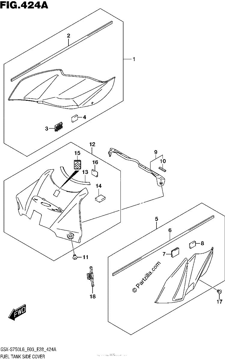 Diagrama de FUEL TANK SIDE COVER