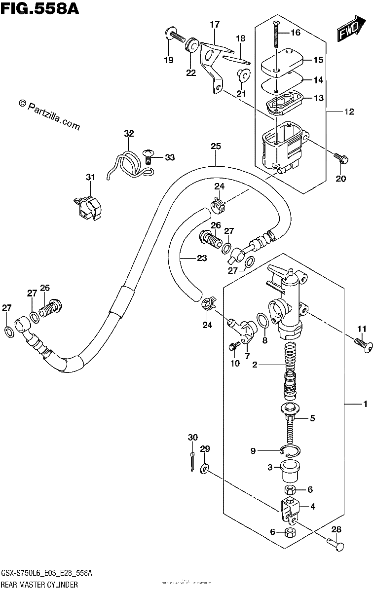 Diagrama de REAR MASTER CYLINDER GSX S750L6 E03
