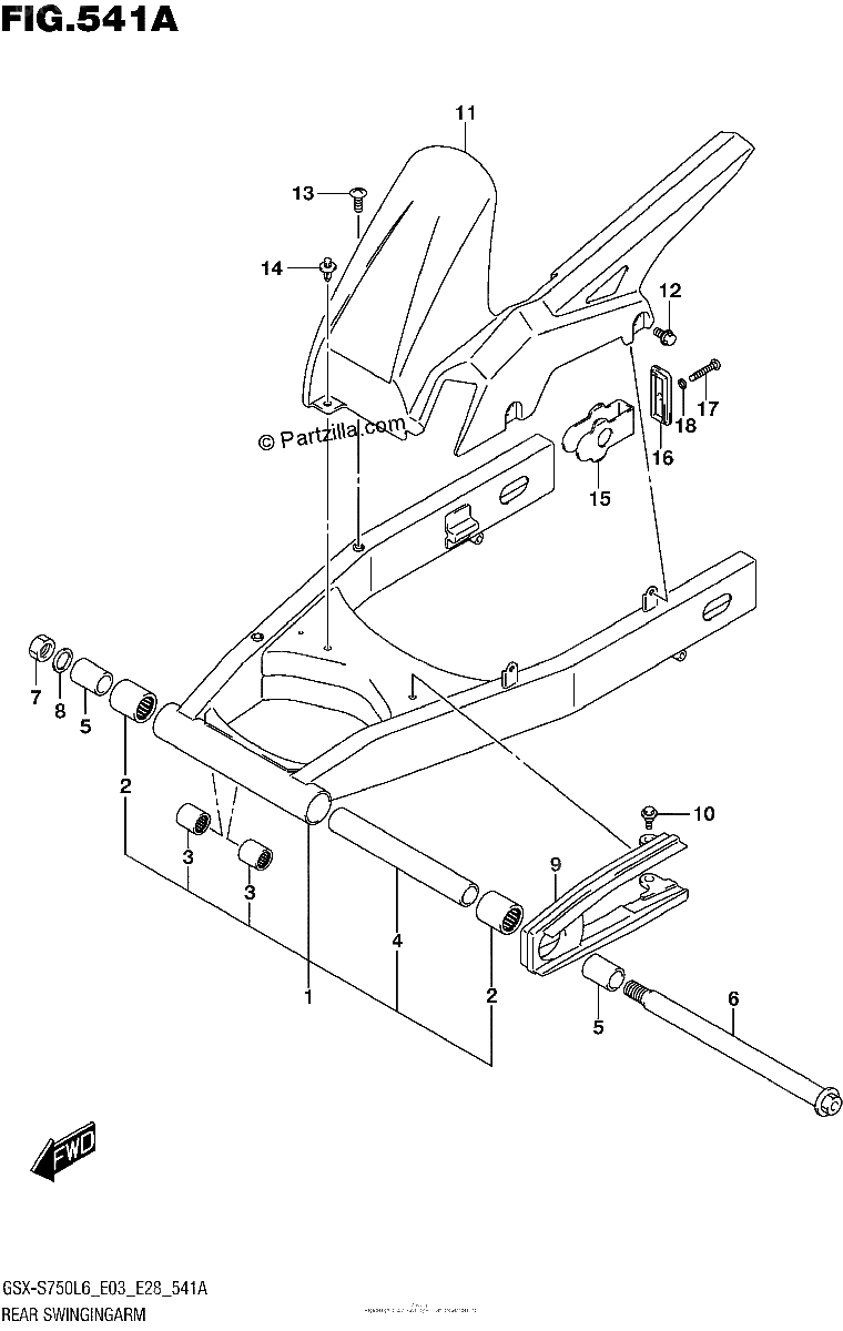 Diagrama de REAR SWINGINGARM