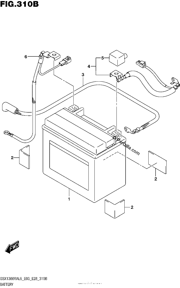 Diagrama de BATTERY GSX1300RAL6 E28
