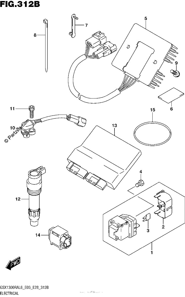 Diagrama de ELECTRICAL GSX1300RAL6 E28