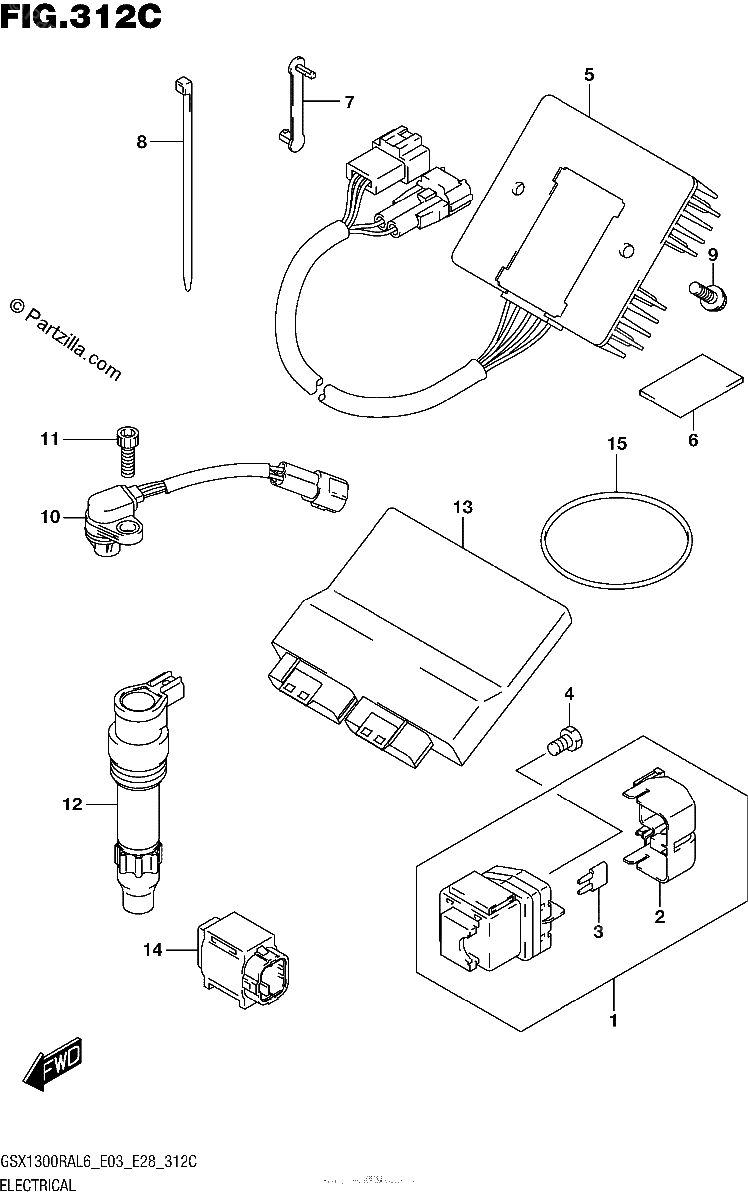 Diagrama de ELECTRICAL GSX1300RAL6 E33