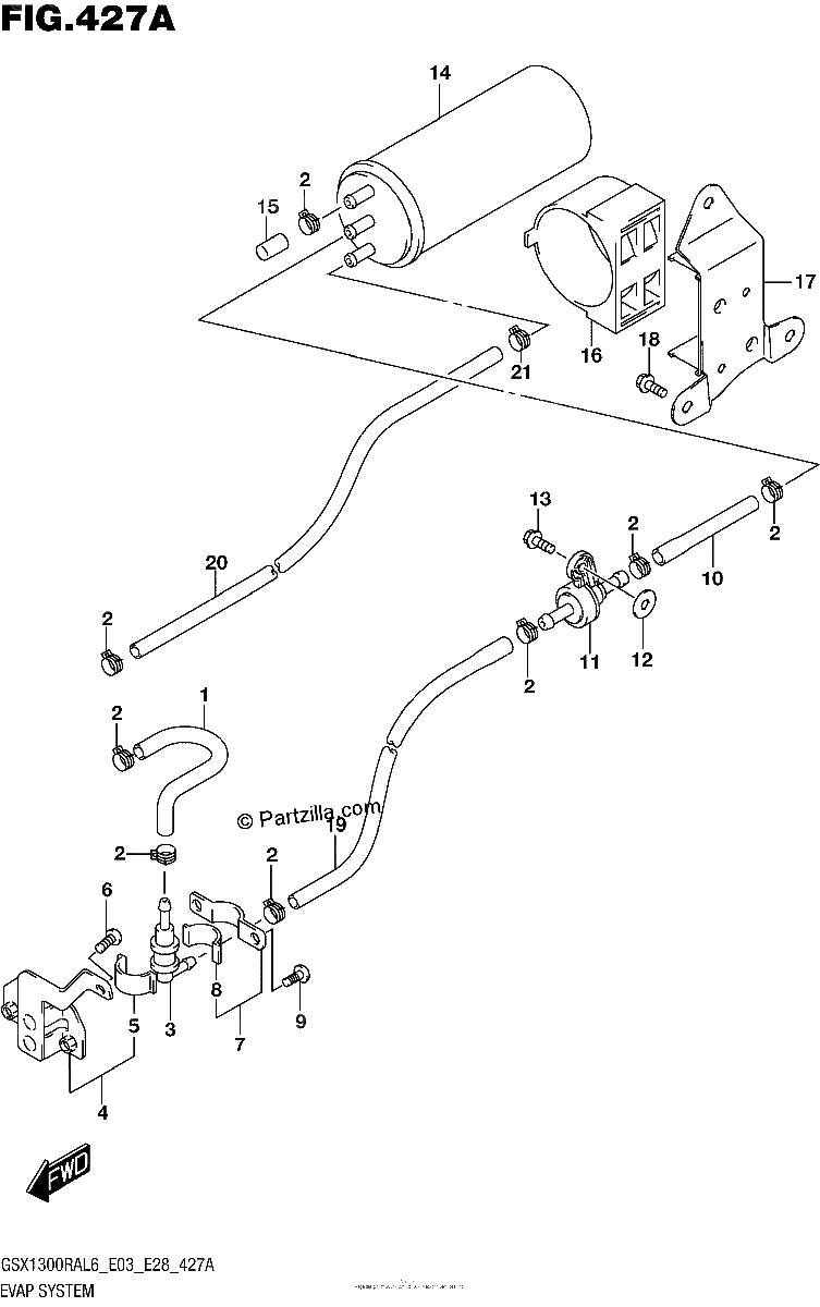 Diagrama de EVAP SYSTEM GSX1300RAL6 E33