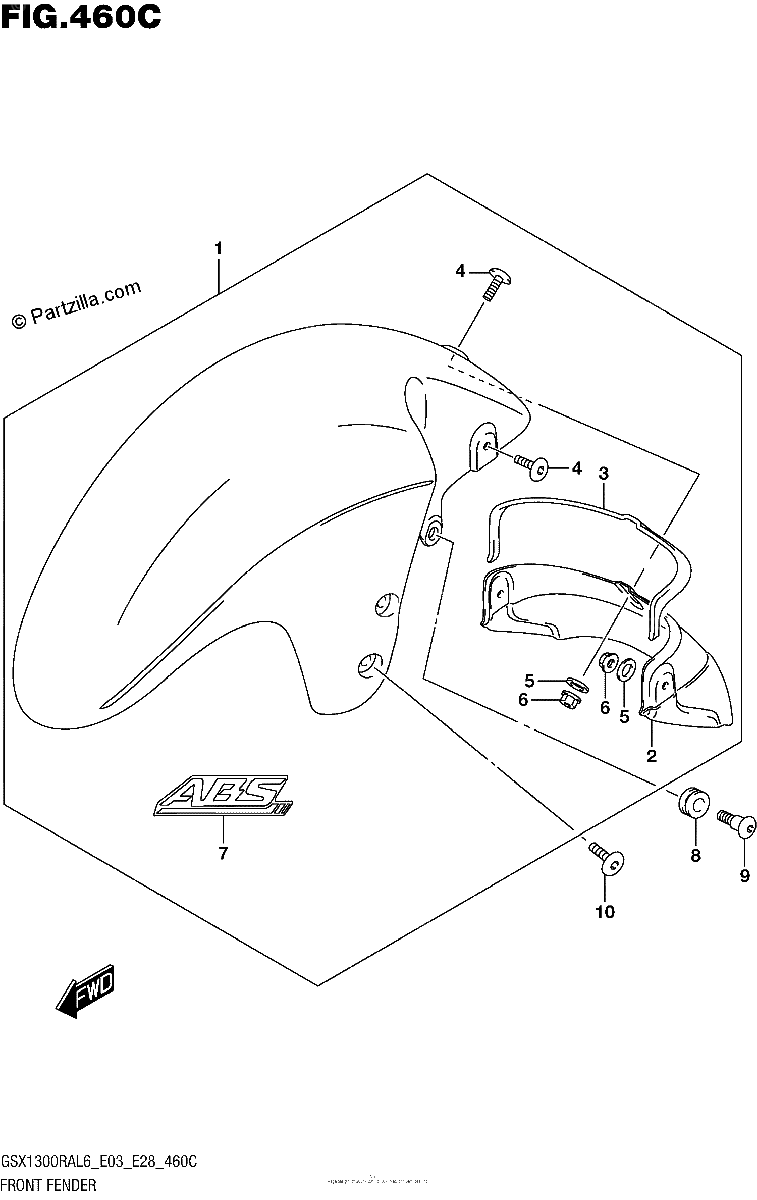 Diagrama de FRONT FENDER GSX1300RAL6 E33