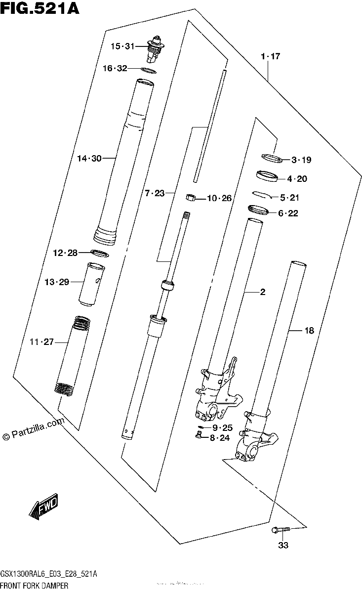 Diagrama de FRONT FORK DAMPER