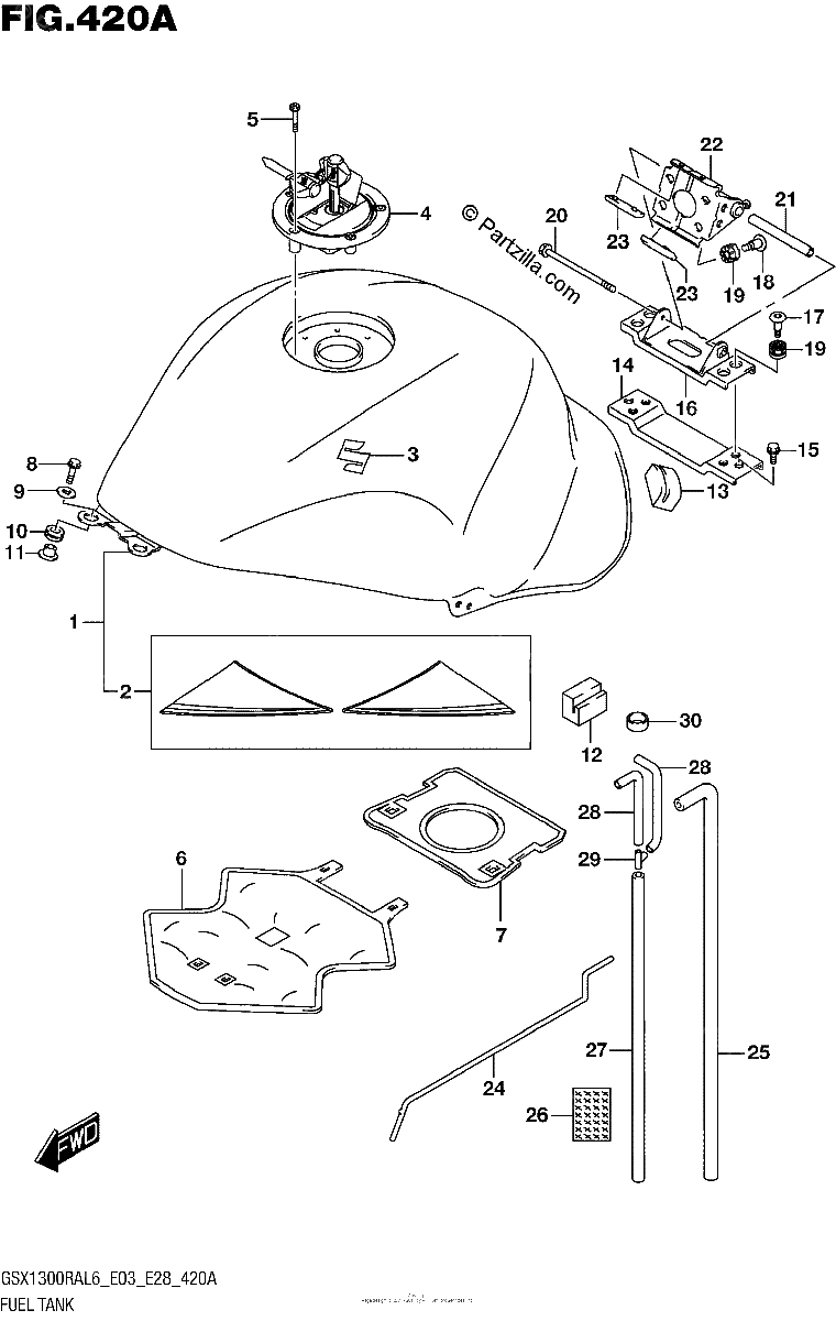 Diagrama de FUEL TANK GSX1300RAL6 E03