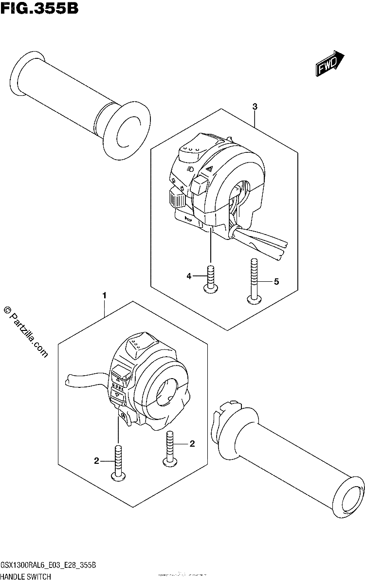 Diagrama de HANDLE SWITCH GSX1300RAL6 E28