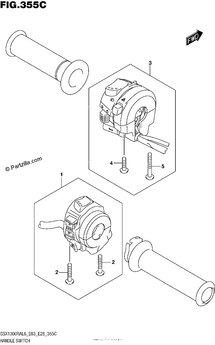 Diagrama de HANDLE SWITCH GSX1300RAL6 E33