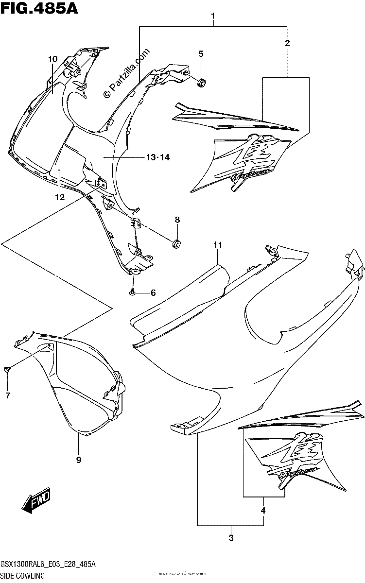 Diagrama de SIDE COWLING