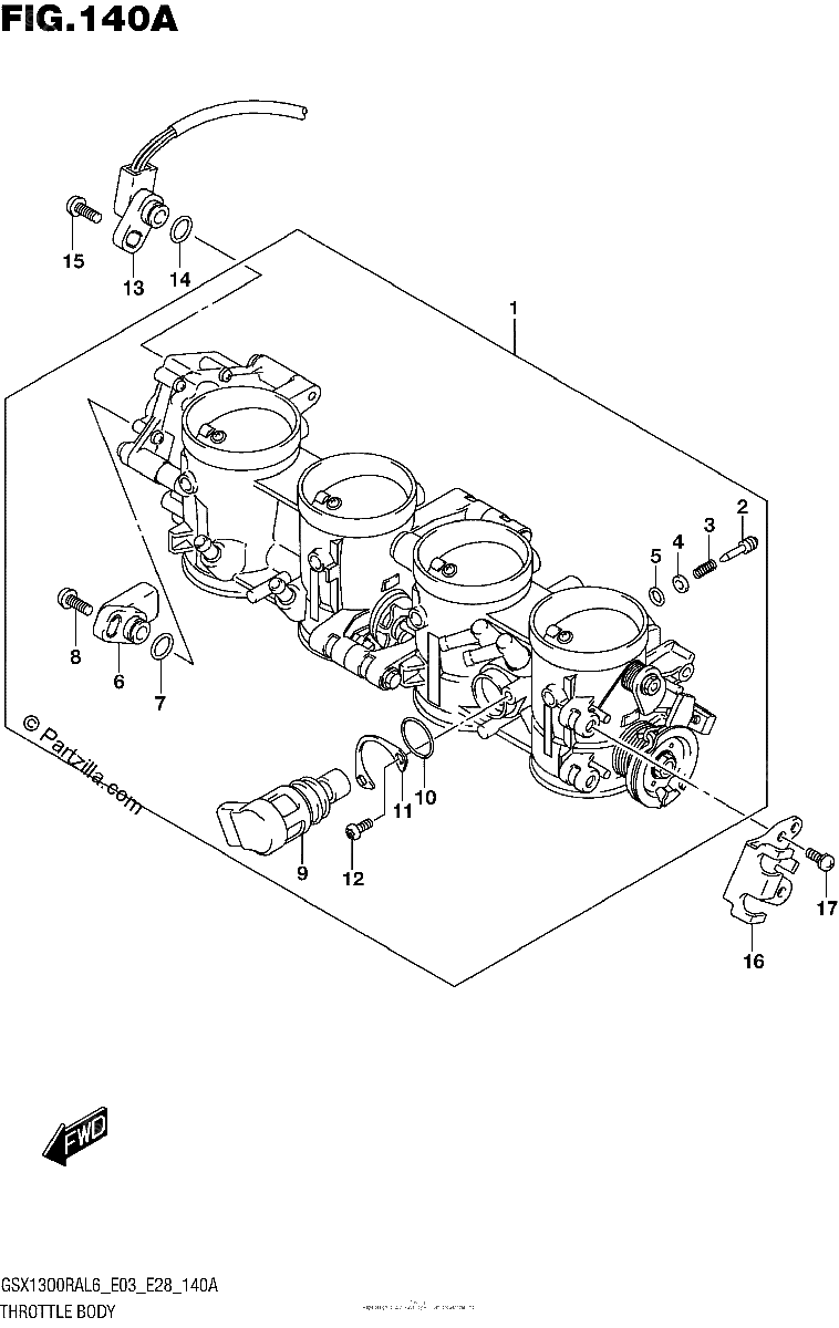Diagrama de THROTTLE BODY GSX1300RAL6 E03