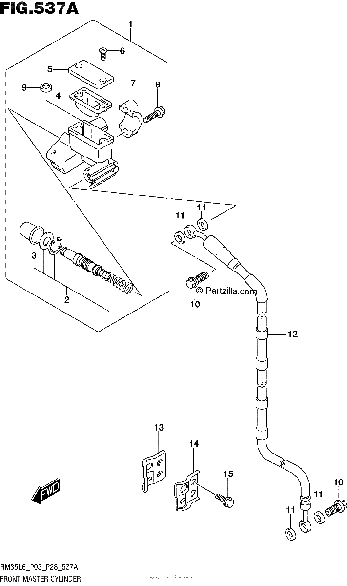 Diagrama de FRONT MASTER CYLINDER RM85L6 P03