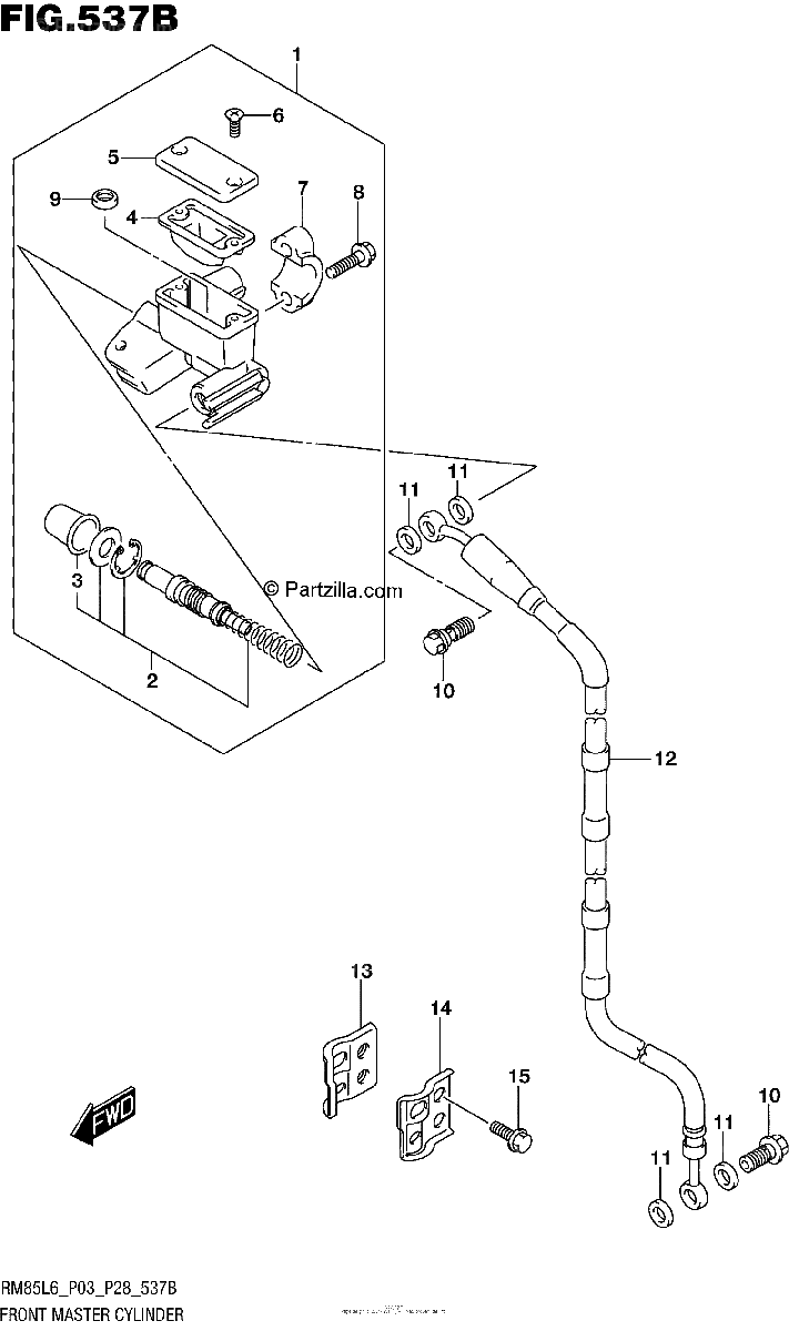Diagrama de FRONT MASTER CYLINDER RM85L6 P28
