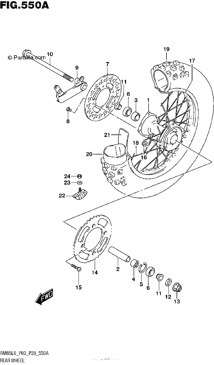 Diagrama de REAR WHEEL RM85L6 P03