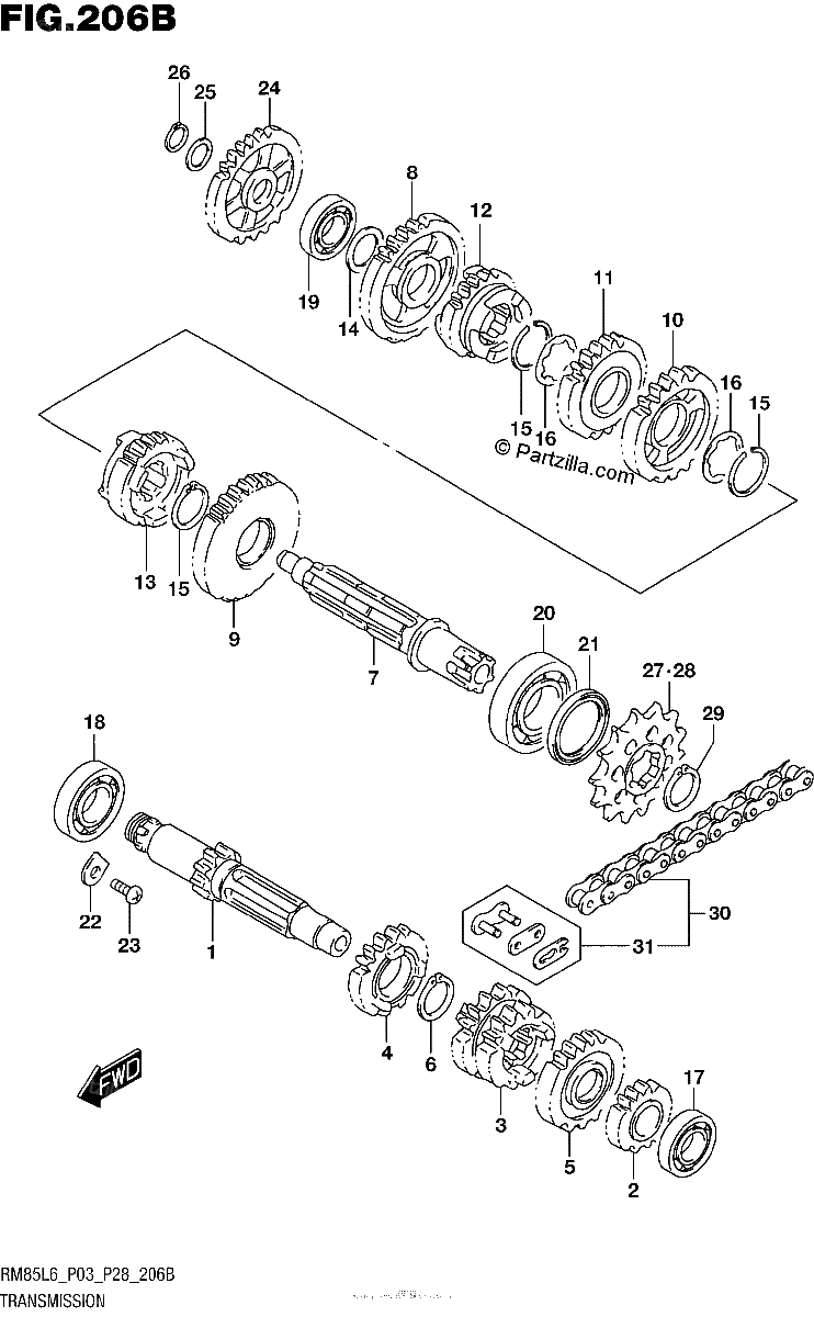 Diagrama de TRANSMISSION RM85L6 P28
