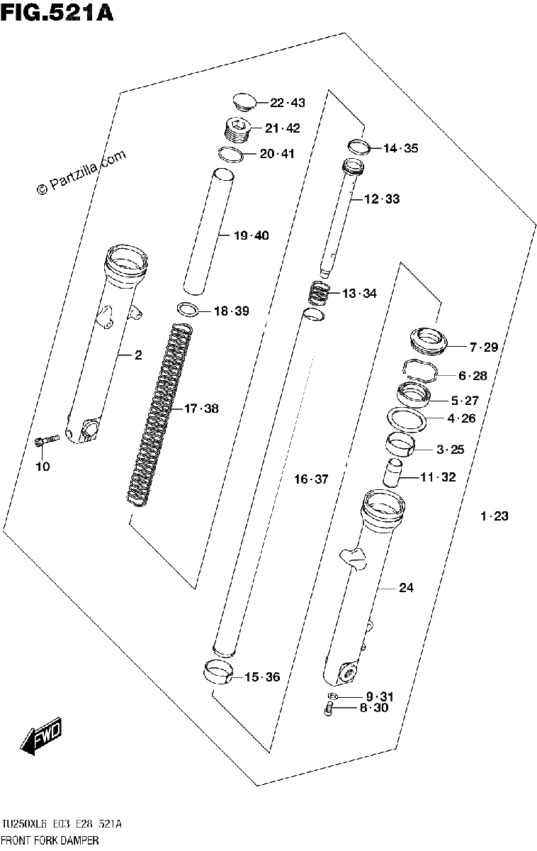Diagrama de FRONT FORK DAMPER