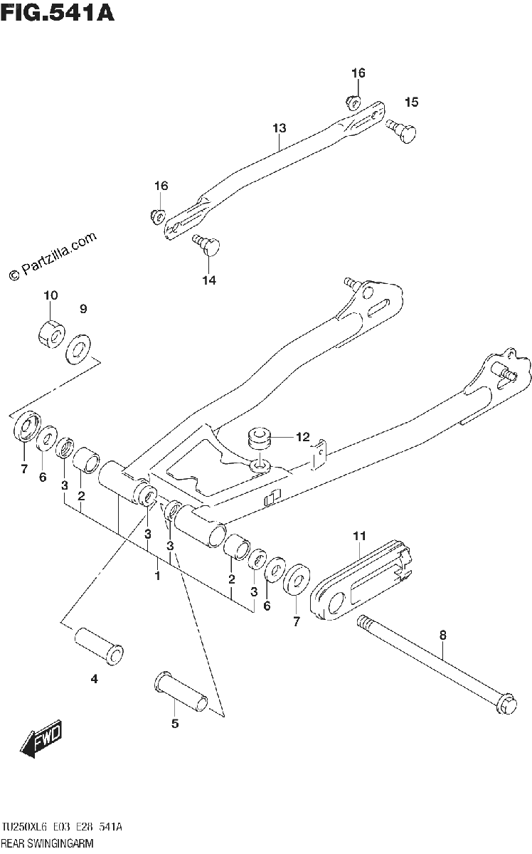 Diagrama de REAR SWINGINGARM