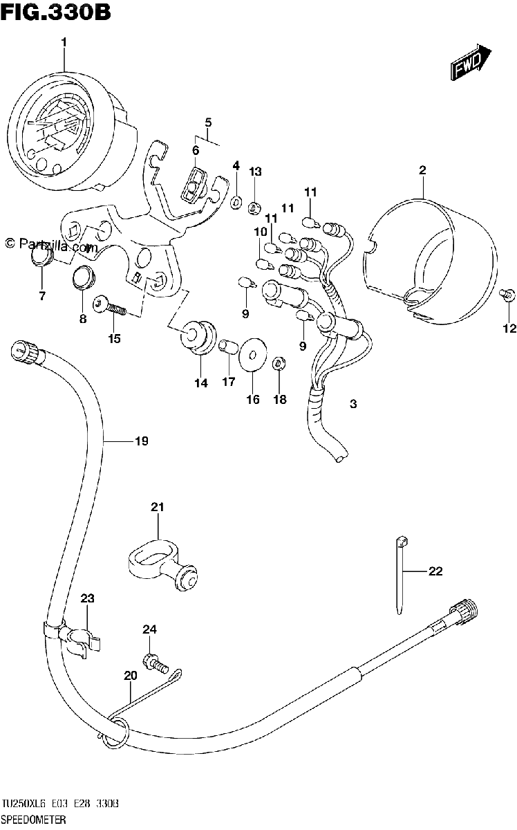 Diagrama de SPEEDOMETER TU250XL6 E28