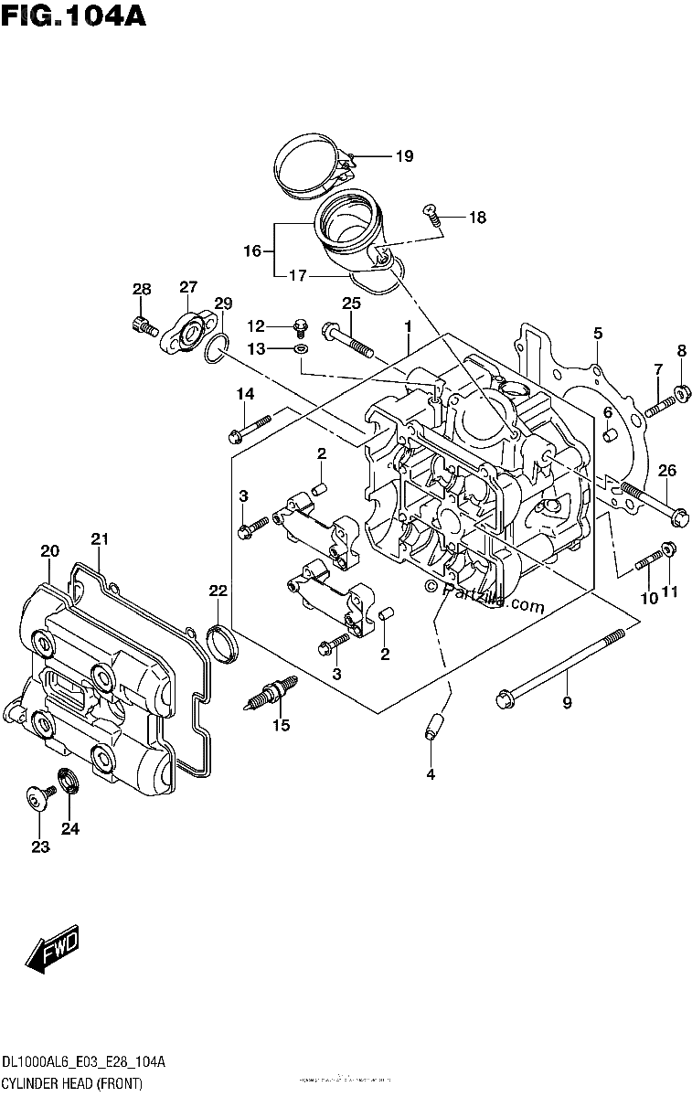 Diagrama de CYLINDER HEAD FRONT