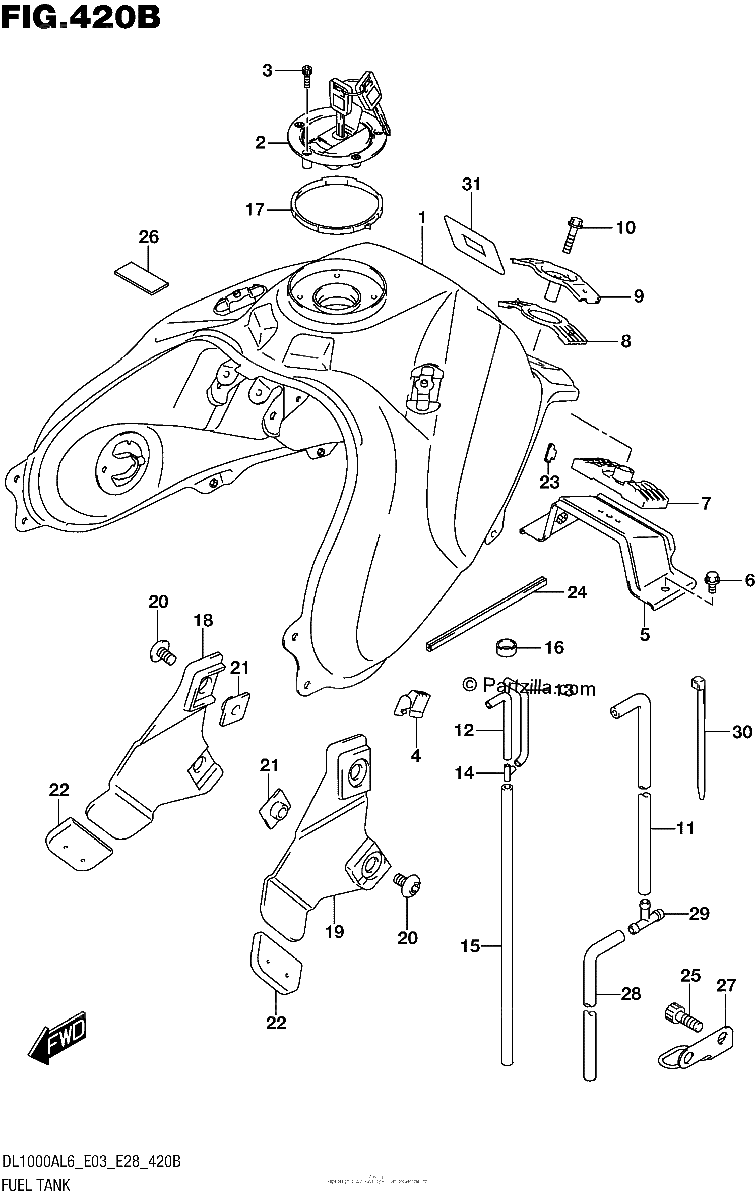 Diagrama de FUEL TANK DL1000AL6 E28
