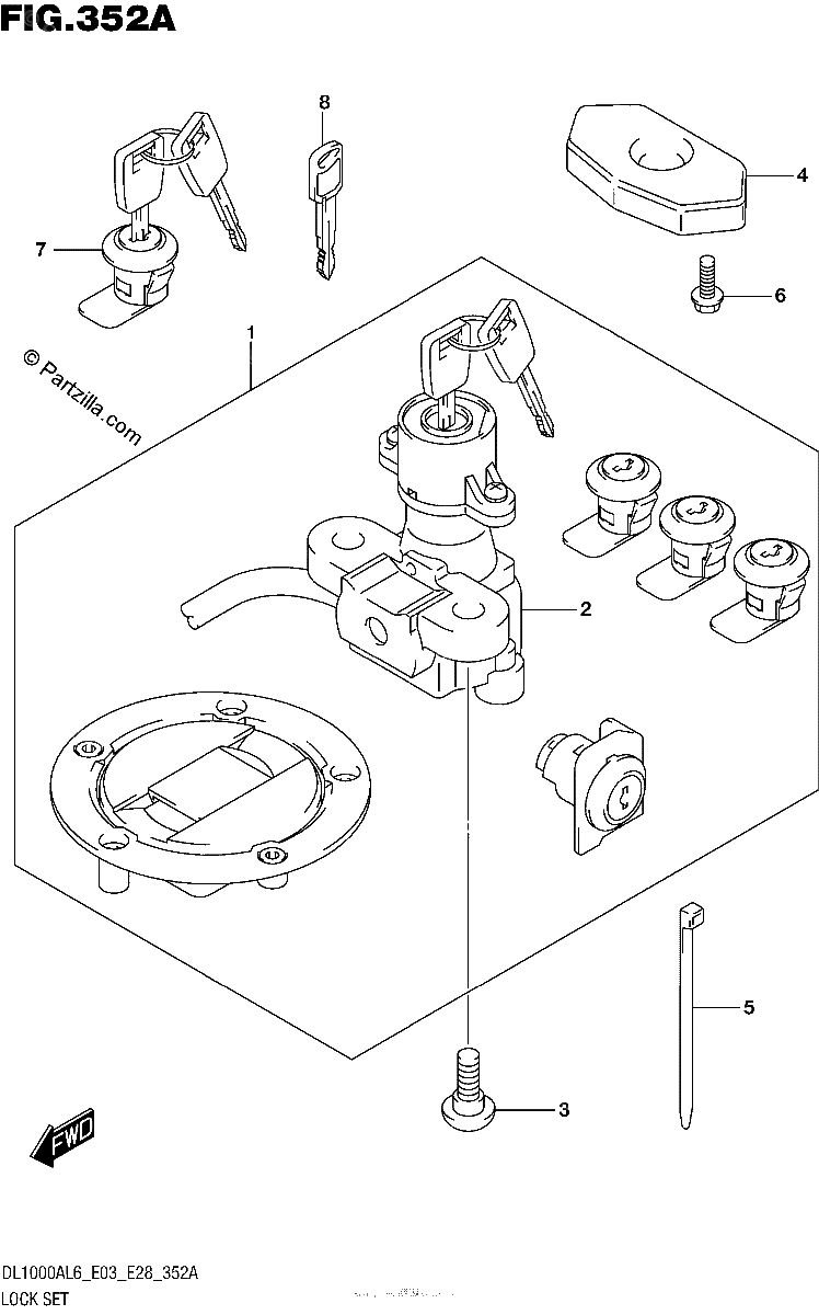 Diagrama de LOCK SET FOR PANNIR CASE DL1000AL6 E03