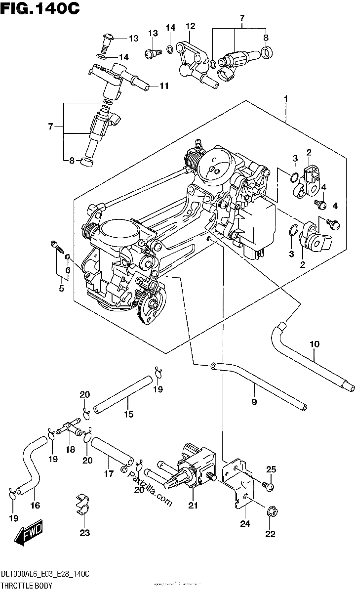 Diagrama de THROTTLE BODY DL1000AL6 E33
