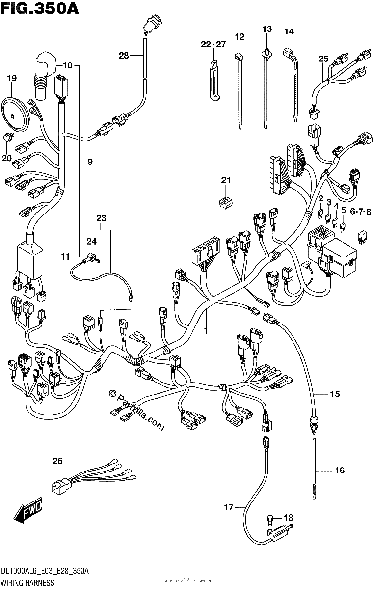 Diagrama de WIRING HARNESS DL1000AL6 E03
