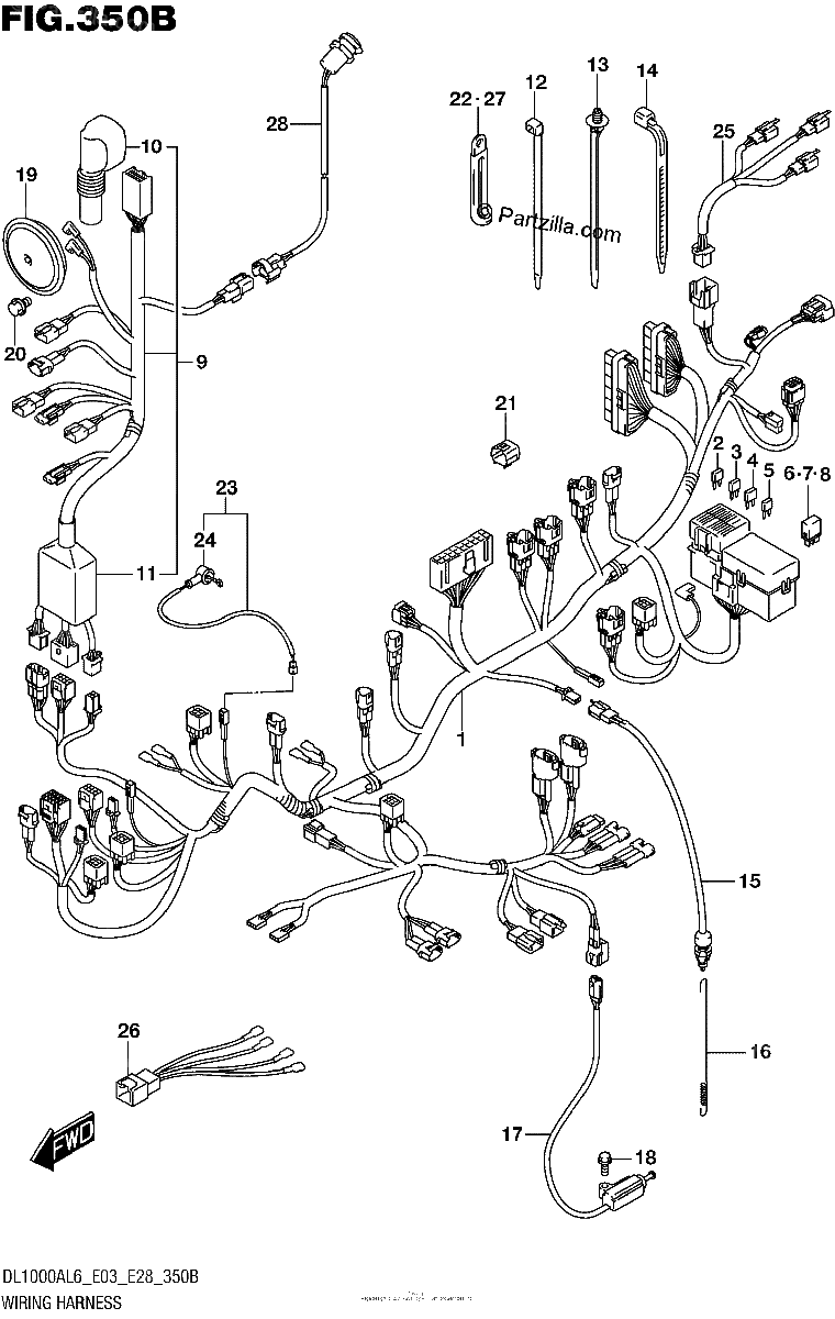 Diagrama de WIRING HARNESS DL1000AL6 E28