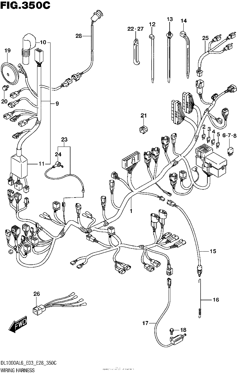 Diagrama de WIRING HARNESS DL1000AL6 E33