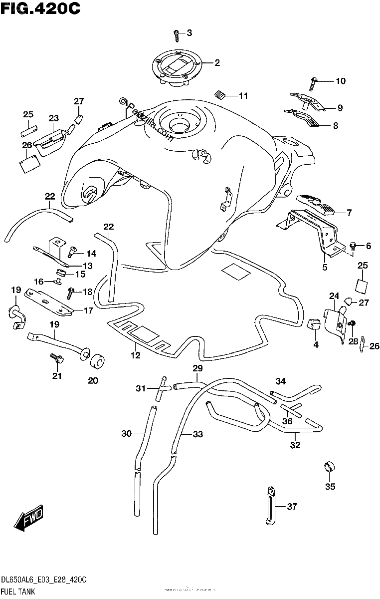 Diagrama de FUEL TANK DL650AL6 E03