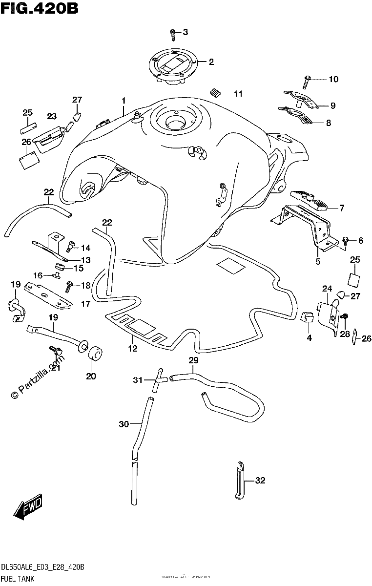 Diagrama de FUEL TANK DL650AL6 E33