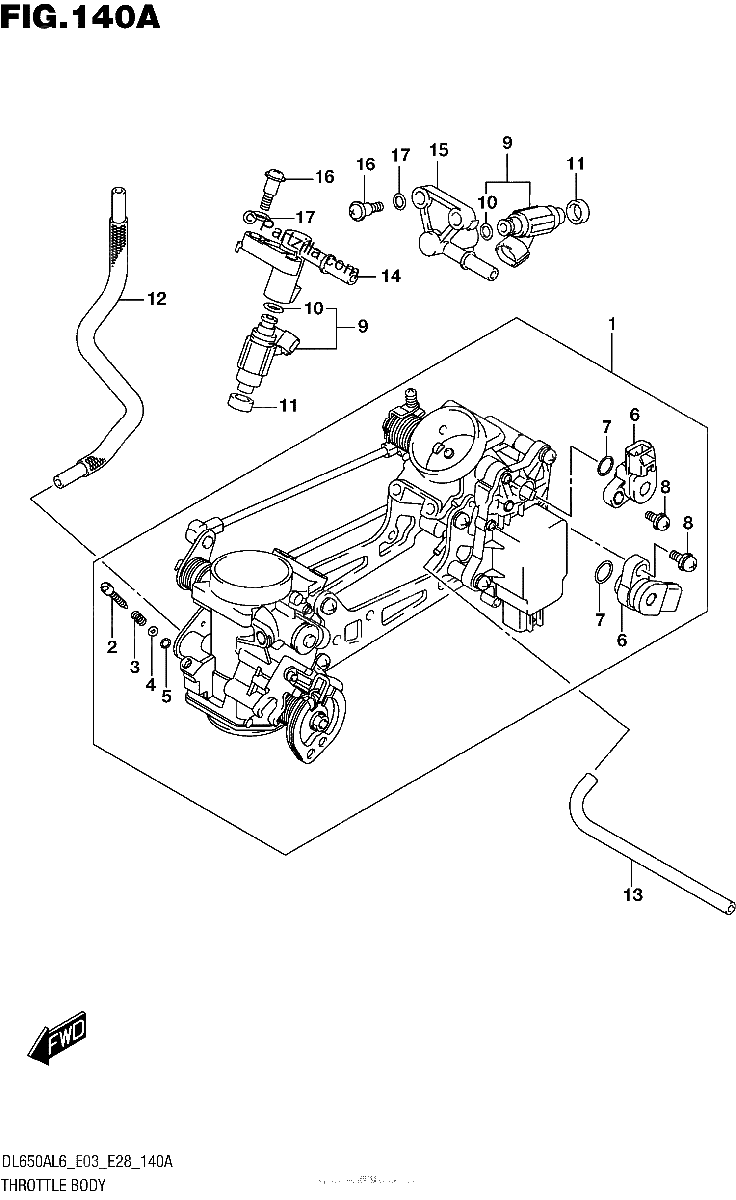 Diagrama de THROTTLE BODY DL650AL6 E28