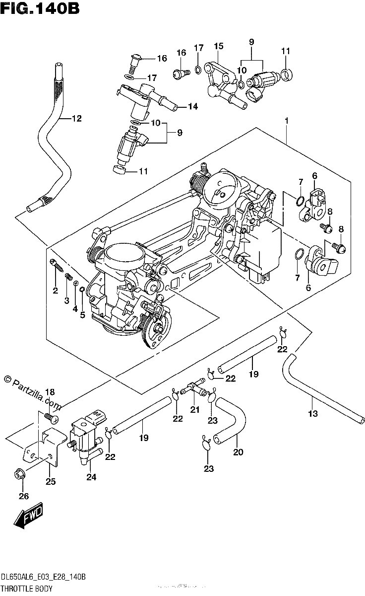 Diagrama de THROTTLE BODY DL650AL6 E33