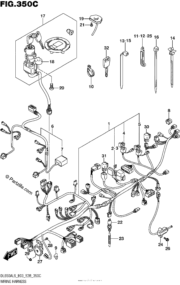Diagrama de WIRING HARNESS DL650AL6 E03