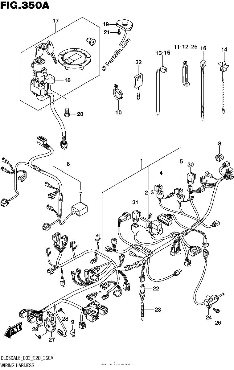 Diagrama de WIRING HARNESS DL650AL6 E28