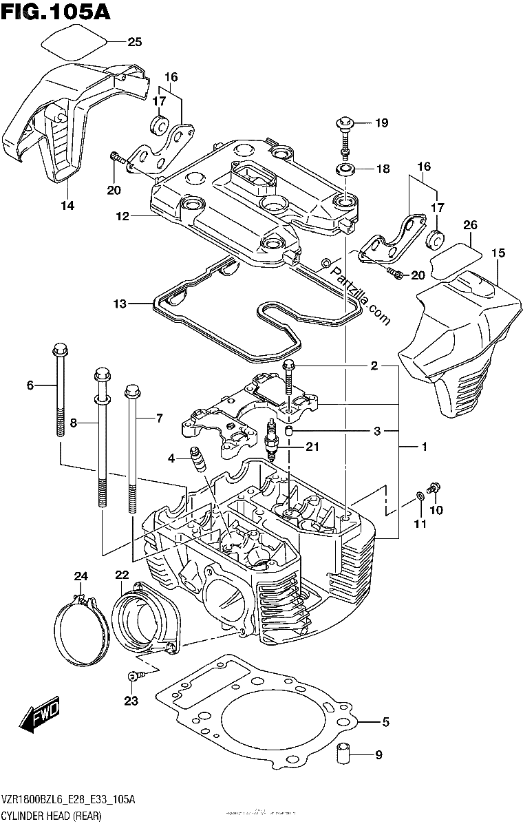Diagrama de CYLINDER HEAD REAR