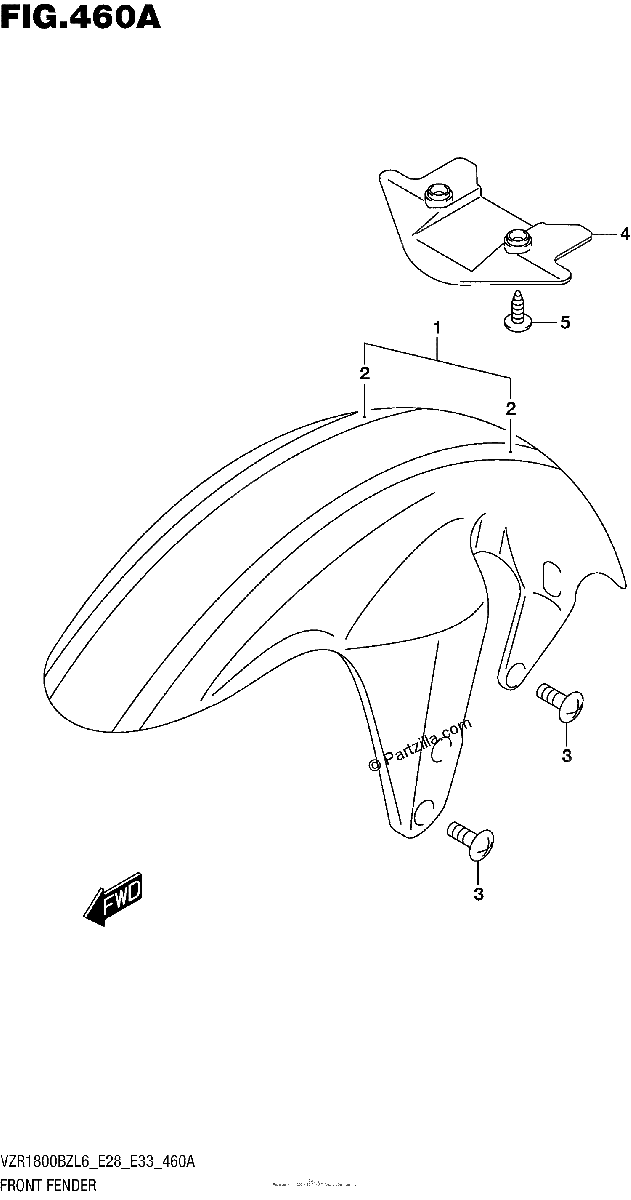 Diagrama de FRONT FENDER FOR BBD VZR1800BZL6 E28